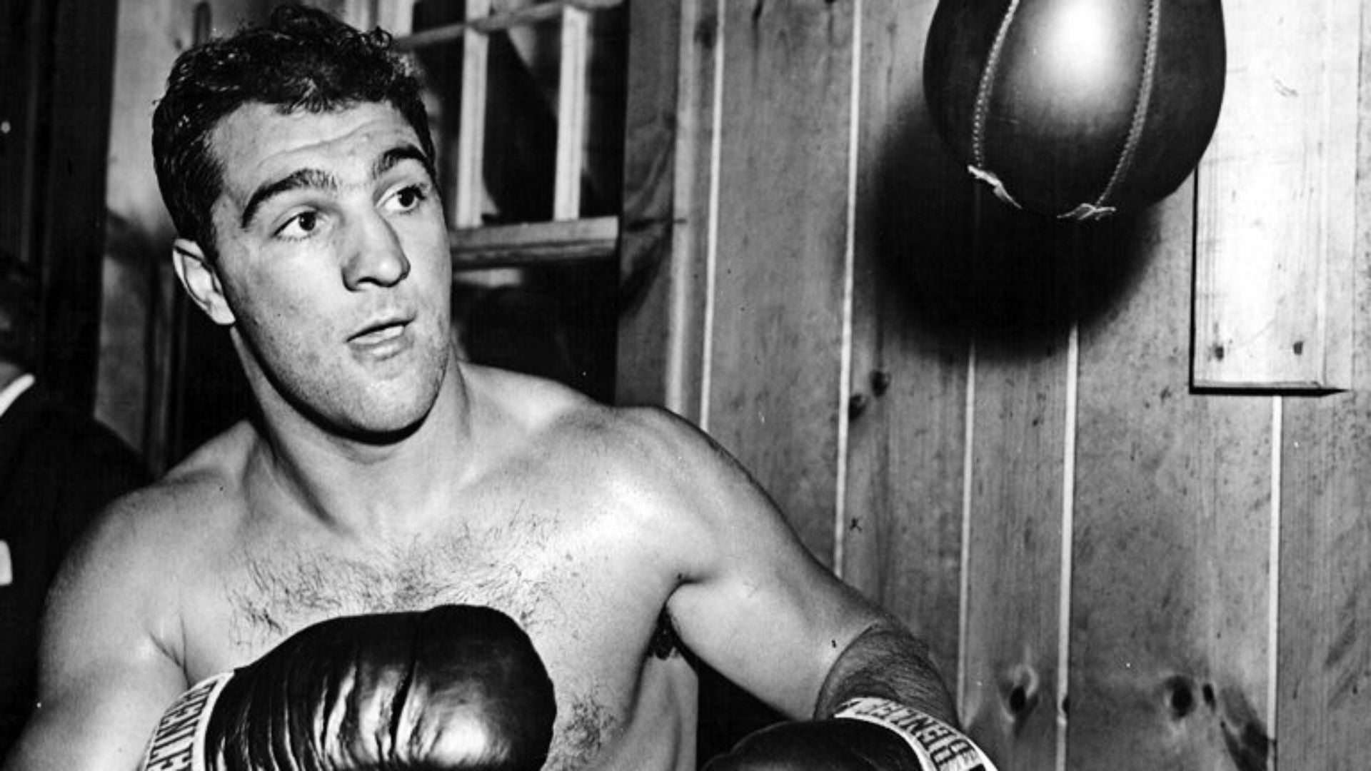 Rocky Marciano hitting the speed ball