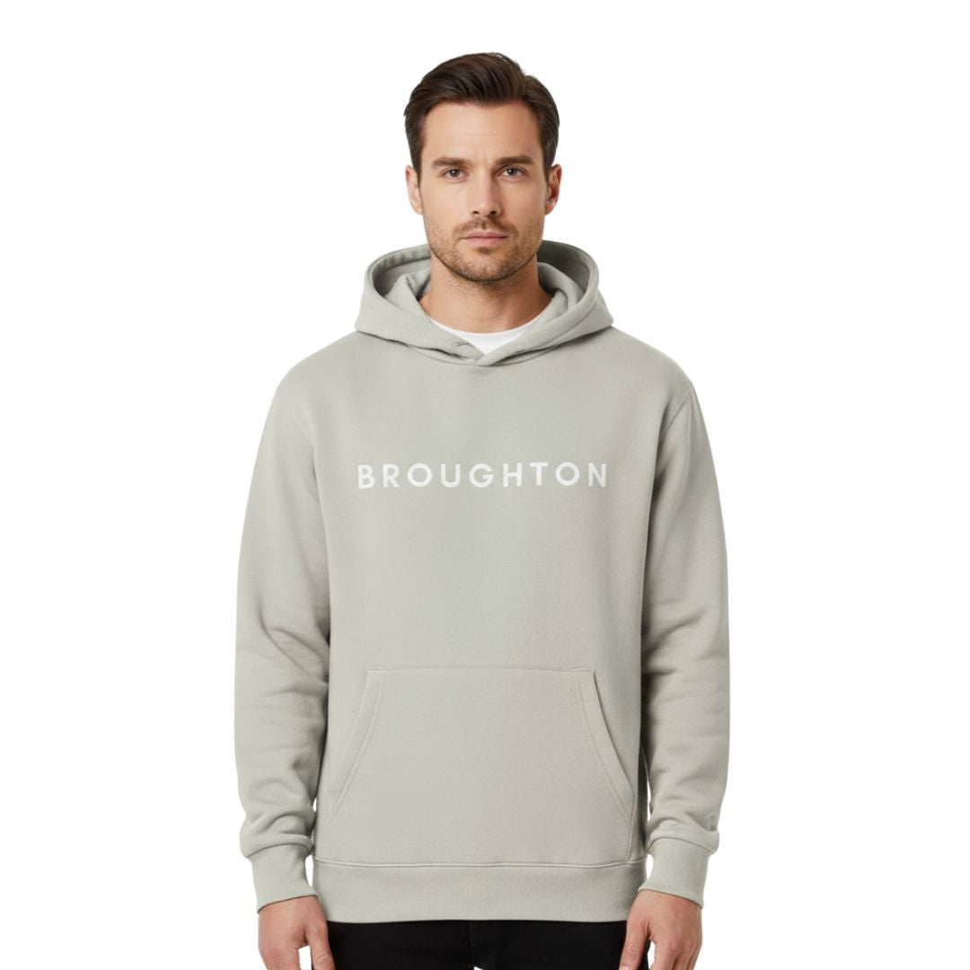 Broughton Signature Boxy Hoodie - Stone/White