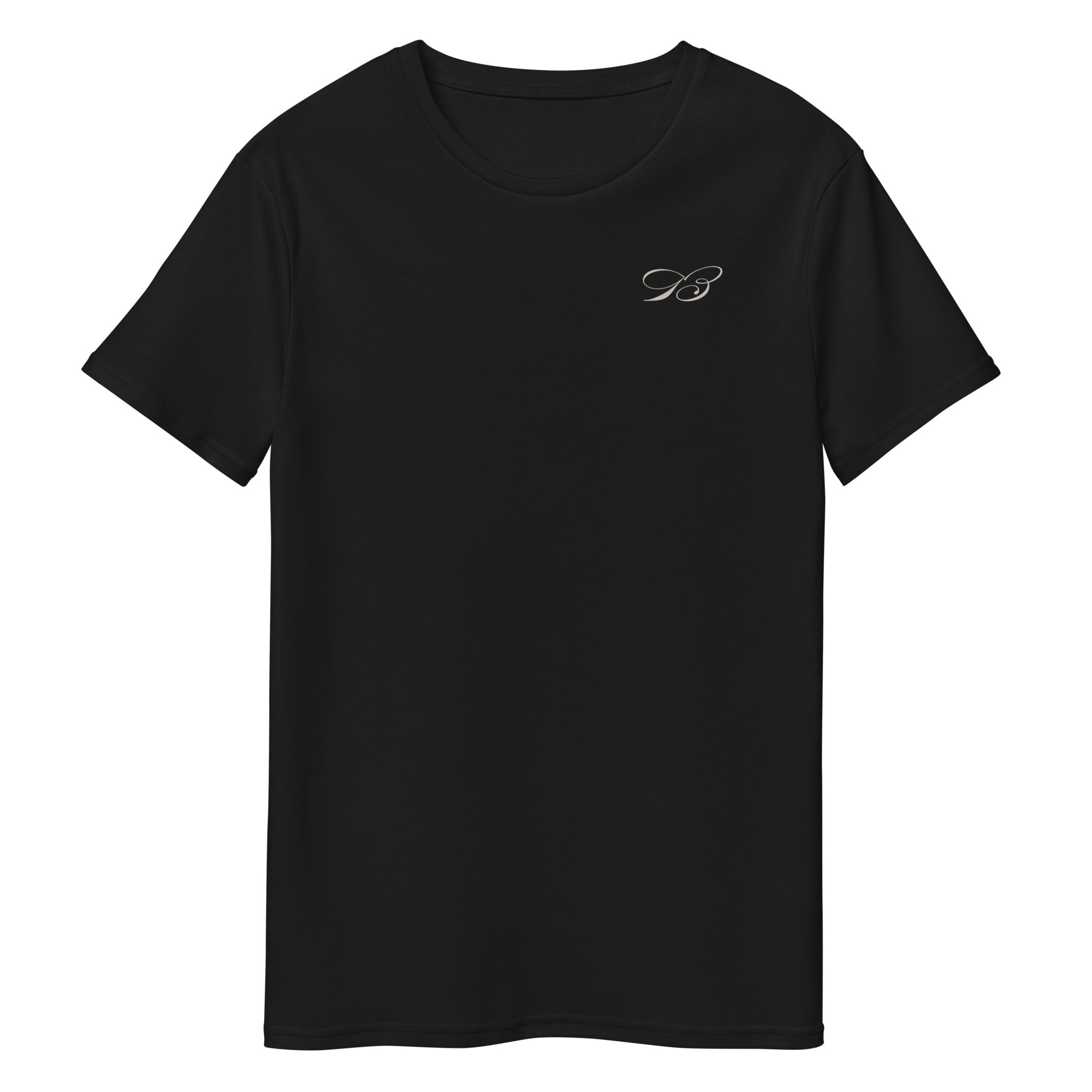 mens black t shirt with broughton b logo