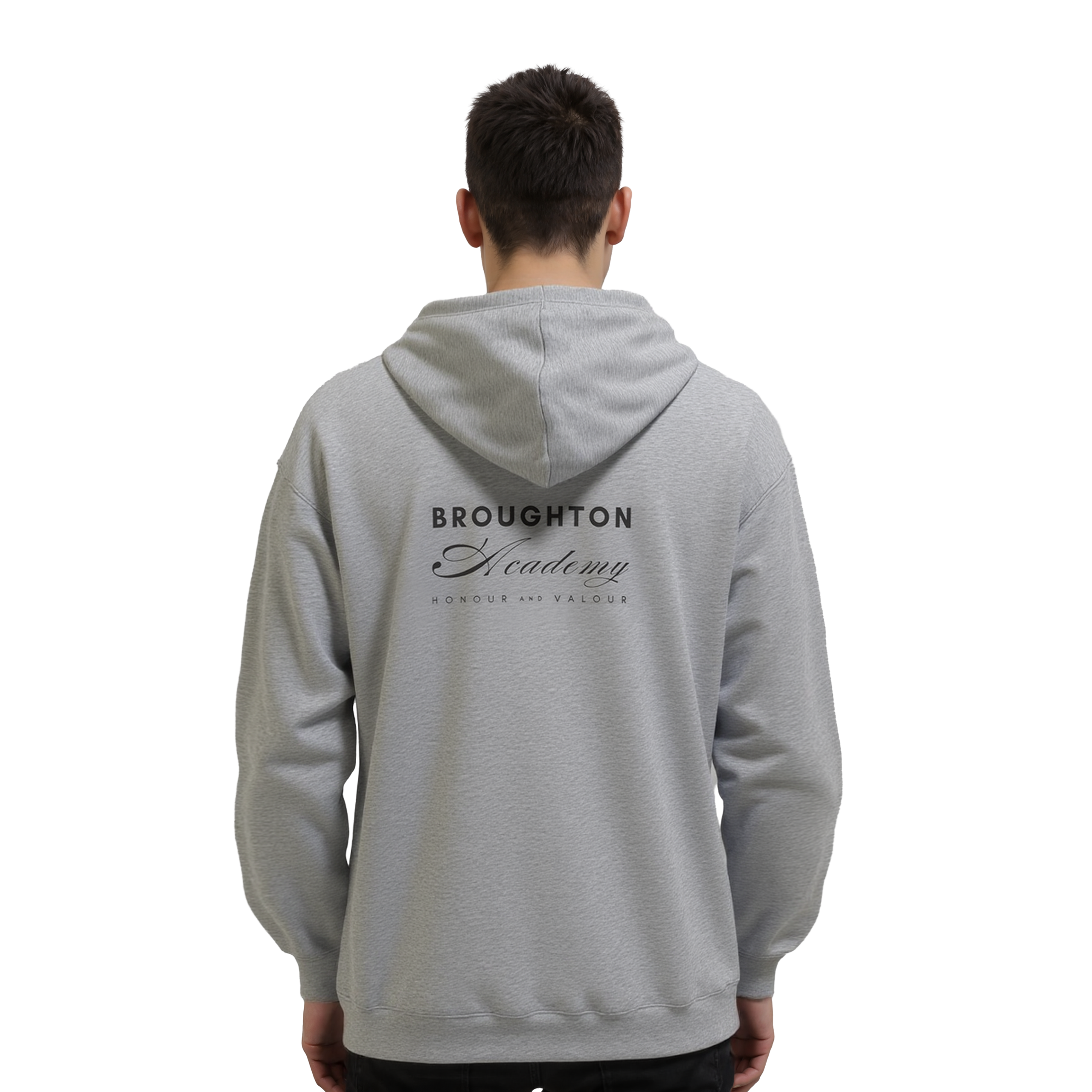 Broughton Academy Oversized Hoodie - Grey Font