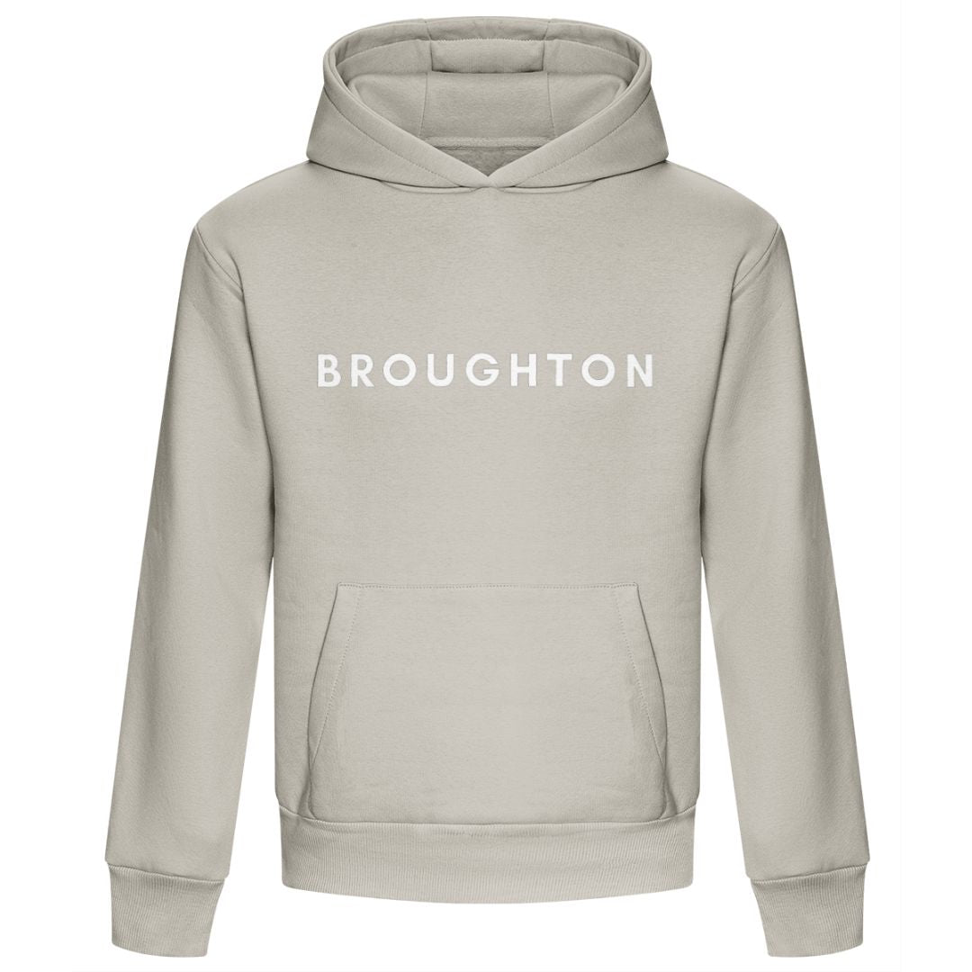 Broughton Signature Boxy Hoodie - Stone/White