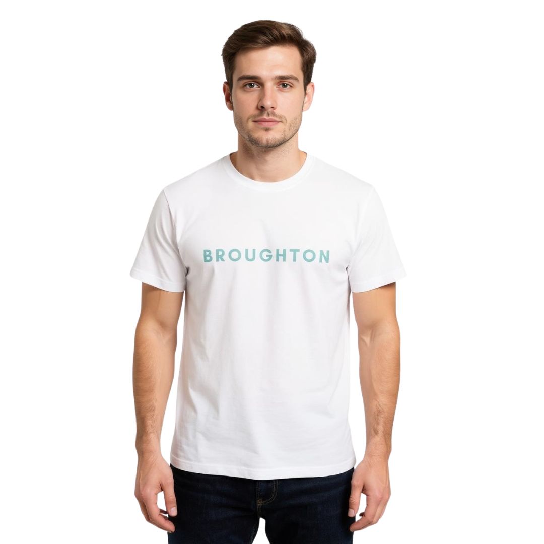 Broughton Signature 'Premium' T-Shirt - White/Blue